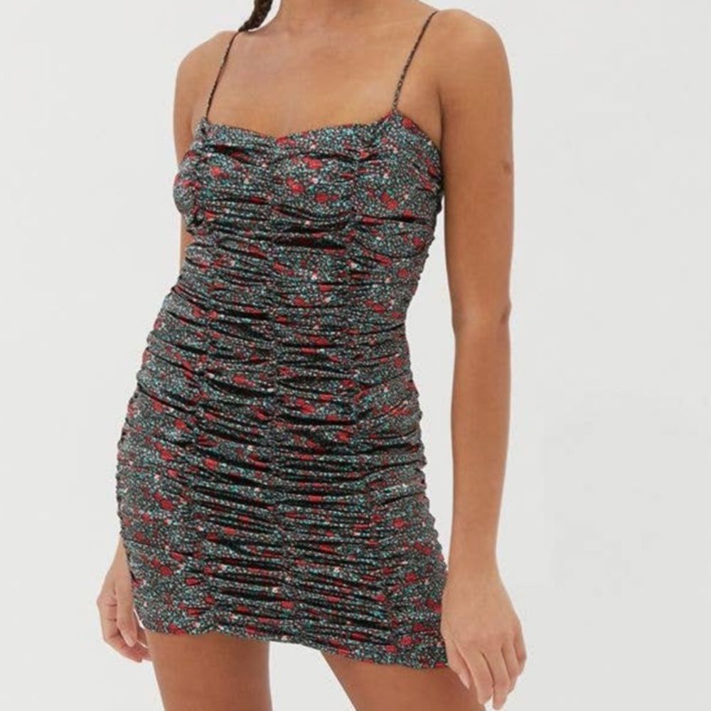 Urban Outfitters Black Mini Dress with Red & Teal Floral Print